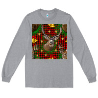 Heather Grey christmas deer and bell seamless pattern Long Sleeve Tee - BundleAndBundleShop