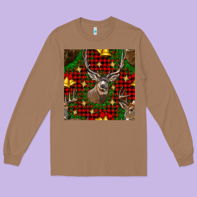 Christmas Deer And Bell Seamless Pattern Long Sleeve Tee Designed By Bundleandbundleshop