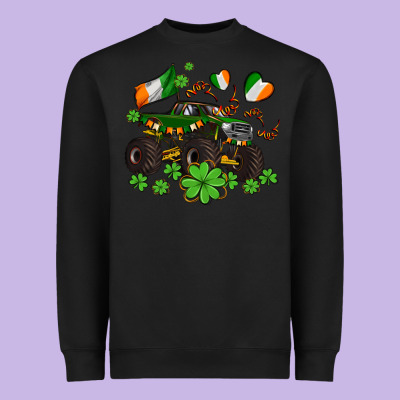 Monster Truck With Shamrocks Heavyweight Sweatshirt Designed By Adodesignshop