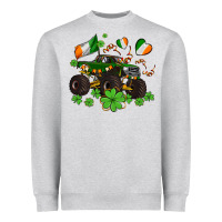 Heather Grey monster truck with shamrocks Heavyweight Sweatshirt - AdoDesignShop