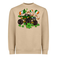 Mushroom monster truck with shamrocks Heavyweight Sweatshirt - AdoDesignShop