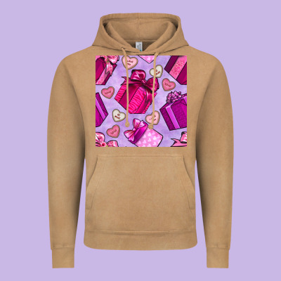 Valentines Day Gift Box And Cookie Seamless Pattern Vintage Hoodie Designed By Bundleandbundleshop