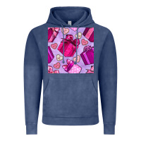 Vintage Denim valentines day gift box and cookie seamless pattern Vintage Hoodie - BundleAndBundleShop