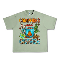 Oil Green Campfires And Coffee Camping Coffee Urban Heavy Tee - FaDigitalArtStudio