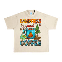 Sandshell Campfires And Coffee Camping Coffee Urban Heavy Tee - FaDigitalArtStudio