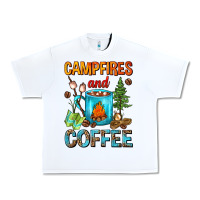 White Campfires And Coffee Camping Coffee Urban Heavy Tee - FaDigitalArtStudio