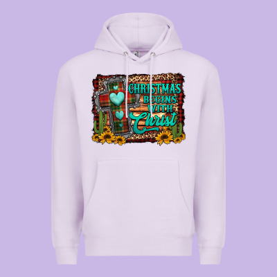 Christmas Begins With Christ Cross Premium Hoodie Designed By Jasminsmagicworld