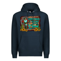 Navy Christmas begins with christ cross Premium Hoodie - Jasminsmagicworld
