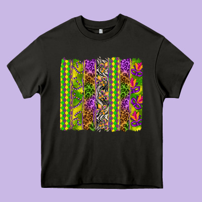Mardi Gras Brushstroke Heavy Core Tee Designed By Howdyjamesfarm