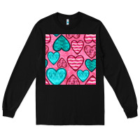 Black valentines day hearts seamless pattern Long Sleeve Tee - BundleAndBundleShop