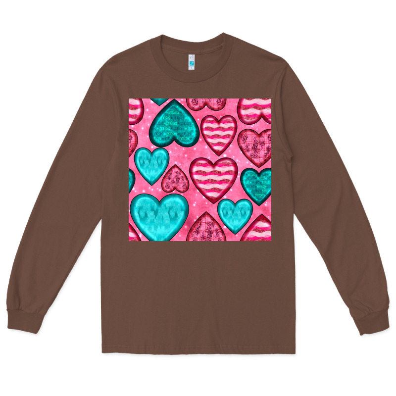 Valentines Day Hearts Seamless Pattern Long Sleeve Tee by BundleAndBundleShop | Teevron