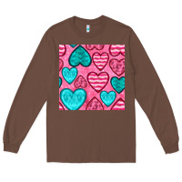 Chestnut valentines day hearts seamless pattern Long Sleeve Tee - BundleAndBundleShop