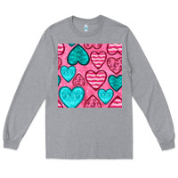 Heather Grey valentines day hearts seamless pattern Long Sleeve Tee - BundleAndBundleShop