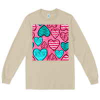 Mushroom valentines day hearts seamless pattern Long Sleeve Tee - BundleAndBundleShop