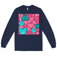 Navy valentines day hearts seamless pattern Long Sleeve Tee - BundleAndBundleShop