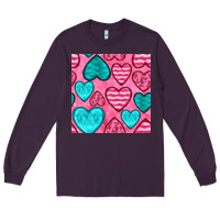 Plum valentines day hearts seamless pattern Long Sleeve Tee - BundleAndBundleShop