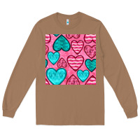 Toasted Coconut valentines day hearts seamless pattern Long Sleeve Tee - BundleAndBundleShop