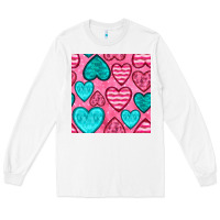 White valentines day hearts seamless pattern Long Sleeve Tee - BundleAndBundleShop