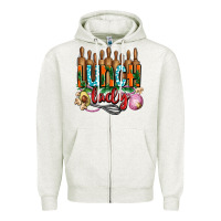 Oatmeal Heather lunch lady with onions Zipper Hoodie - AdoDesignShop