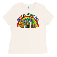 Bone Happy St. Patrick's Day rainbow gnomes Ladies Tee - CowGirlArtShop