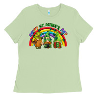 Matcha Happy St. Patrick's Day rainbow gnomes Ladies Tee - CowGirlArtShop