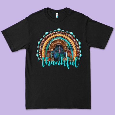 Western Thanksgiving Rainbow With Turkey Premium Tee Designed By Ranaportraitstore