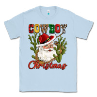 Dusty Blue cowboy christmas western cactus Classic Tee - CowGirlArtShop
