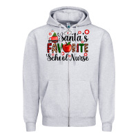 Heather Grey santa's favorite  school nurse Zipper Hoodie - AdoDesignShop