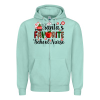 Seafoam santa's favorite  school nurse Zipper Hoodie - AdoDesignShop