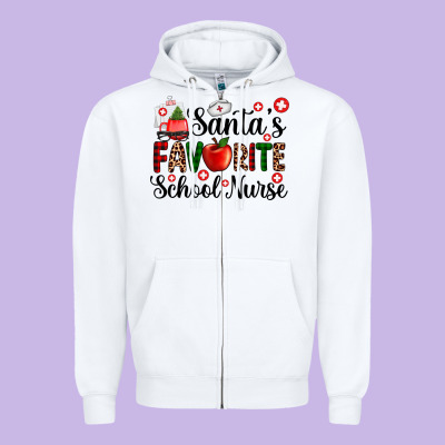 Santa's Favorite  School Nurse Zipper Hoodie Designed By Adodesignshop