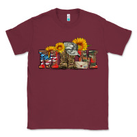 Burgundy mom boots hat and sunflower Classic Tee - Artiststas