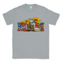 Heather Grey mom boots hat and sunflower Classic Tee - Artiststas