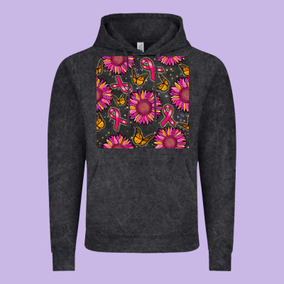 Breast Cancer Sunflower Seamless Pattern Vintage Hoodie Designed By Bundleandbundleshop