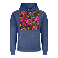 Vintage Denim breast cancer sunflower seamless pattern Vintage Hoodie - BundleAndBundleShop
