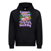 Black camp camping camper queen classy sassy and a bit smart assycamper camp Urban Hoodie - linhVisuals