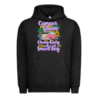Pigment Black camp camping camper queen classy sassy and a bit smart assycamper camp Urban Hoodie - linhVisuals