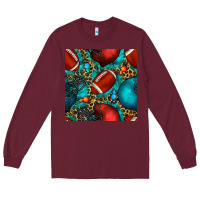 Burgundy american football helmet with leopard and gemstone Long Sleeve Tee - BundleAndBundleShop