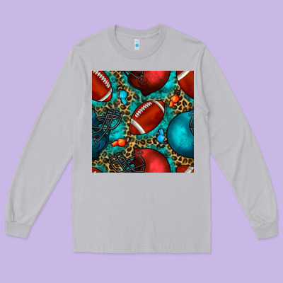 American Football Helmet With Leopard And Gemstone Long Sleeve Tee Designed By Bundleandbundleshop