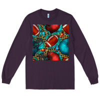 Plum american football helmet with leopard and gemstone Long Sleeve Tee - BundleAndBundleShop