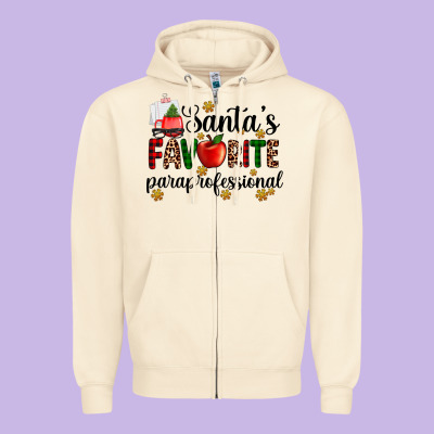 Santa's Favorite  Paraprofesyonal Zipper Hoodie Designed By Adodesignshop