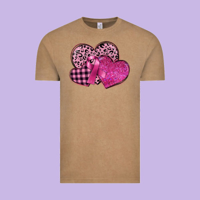 Breast Cancer Hearts Vintage Tee Designed By Fadigitalartstudio