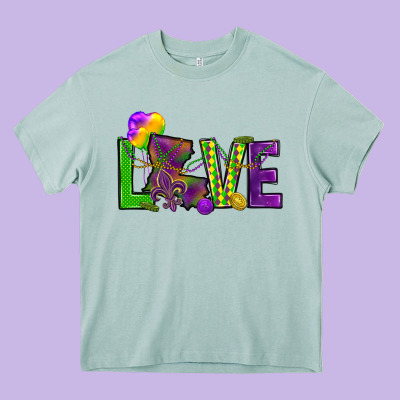 Love Louisiana Heavy Core Tee Designed By Howdyjamesfarm