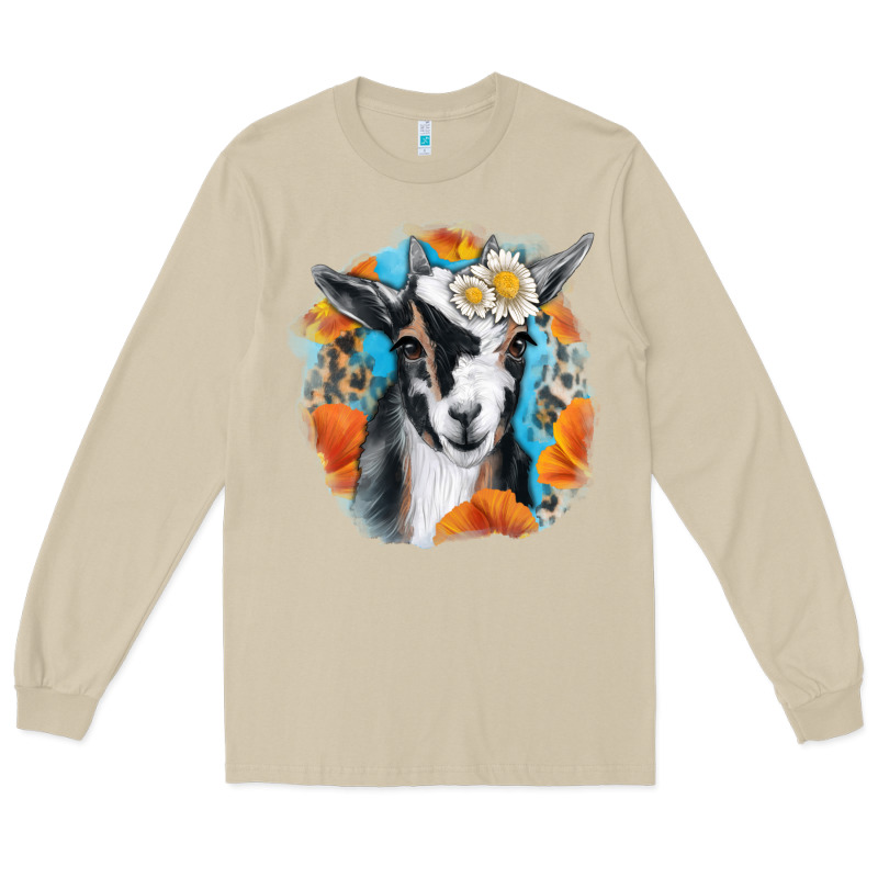 Daisy Goat With Background Long Sleeve Tee by RanaPortraitStore | Teevron