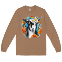 Toasted Coconut Daisy Goat With Background Long Sleeve Tee - RanaPortraitStore