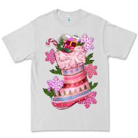 Dove Grey pink christmas socks Premium Tee - CowGirlArtShop