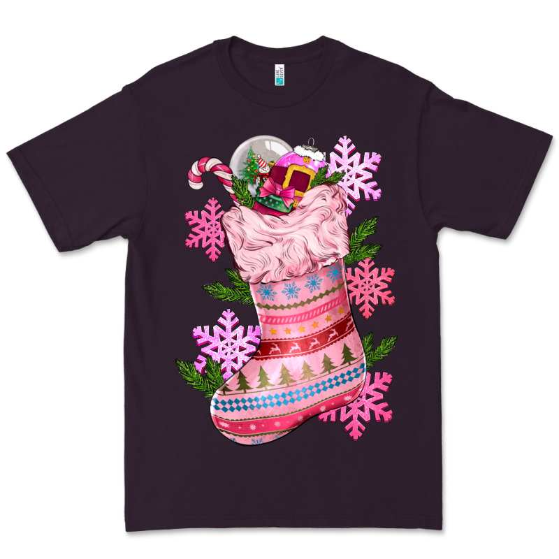 Pink Christmas Socks Premium Tee by CowGirlArtShop | Teevron