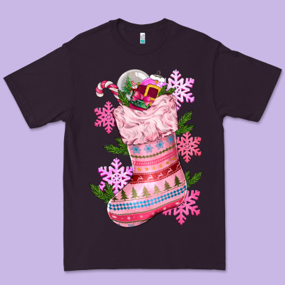 Pink Christmas Socks Premium Tee Designed By Cowgirlartshop