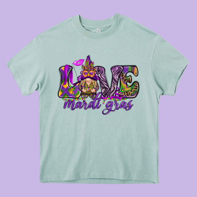 Love Mardi Gras With Gnome Heavy Core Tee Designed By Howdyjamesfarm