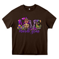 Chocolate Brown Love Mardi Gras with gnome Heavy Core Tee - HowdyJamesFarm