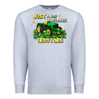 Heather Grey just a boy who loves tractors Premium Sweatshirt - JahusDesignShop